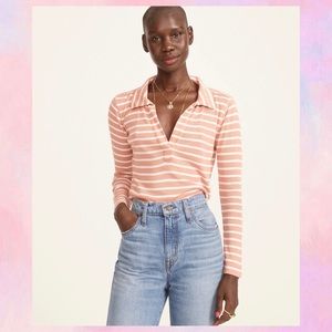 J. CREW Ribbed polo T-shirt in stripe